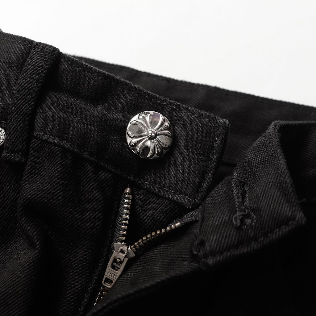 9906 CHROME HEARTS Men's and Women's American Style Trendy Jeans with Fabric Patches, Casual and Fashionable High Street Pants