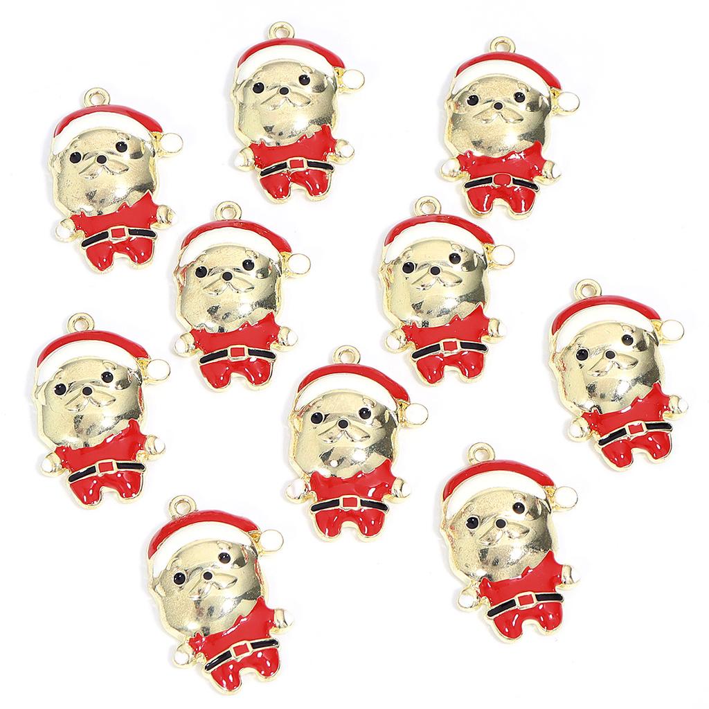 10-20pcs/lot Christmas Series Alloy Enamel Cute Pendant Santa Claus Elk Snowman Shape Charms For DIY Bracelet Necklace Accessory