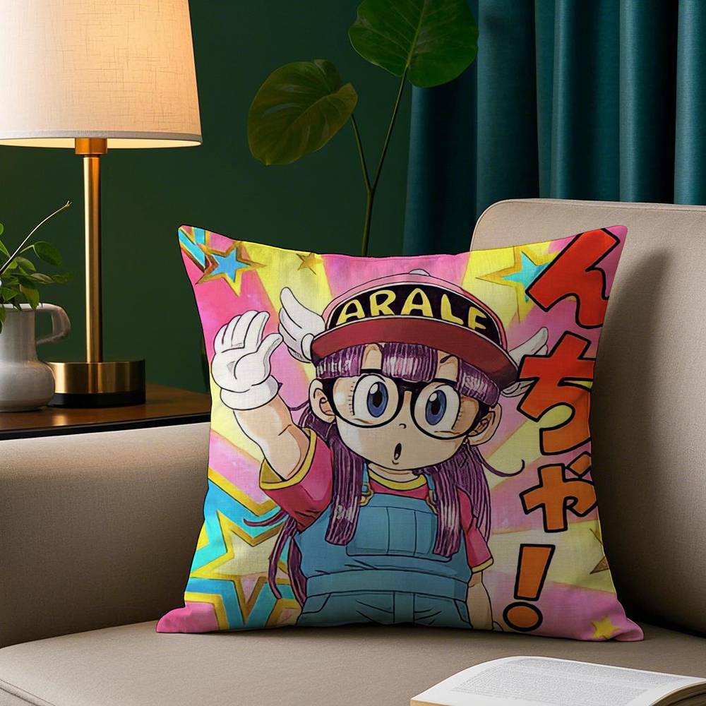 Cartoon Dr S-Slump Arale Pillow Case Short Plush Print Cushion Cover Square Throw Pillow Covers Sofa Home Decor