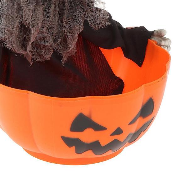 Halloween Skeleton Candy Bowl Animated Skull Candy Dish with Motion Activated Horror Halloween Candy Server with LED Eyes And Creepy Sound
