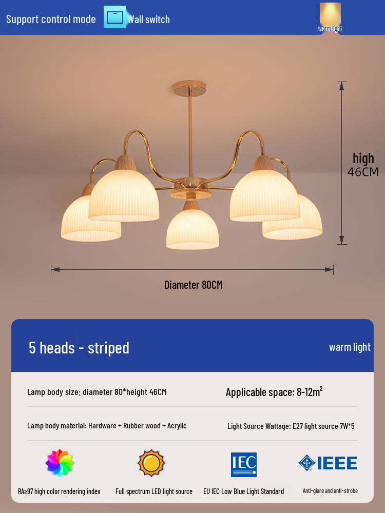 2025 Mid-Century Japanese Cream Solid Wood Chandelier for Living Room, Hall & Bedroom