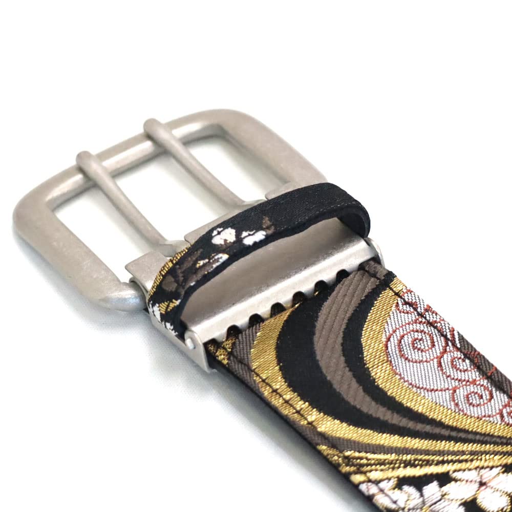 Japanese Pattern Golden Nishijin One Size Fits 46 Made In For and Cherry [COCOLUCK] Men's Belt, Orchid, Textile, Most, Holes, 110cm, Casual, Business,