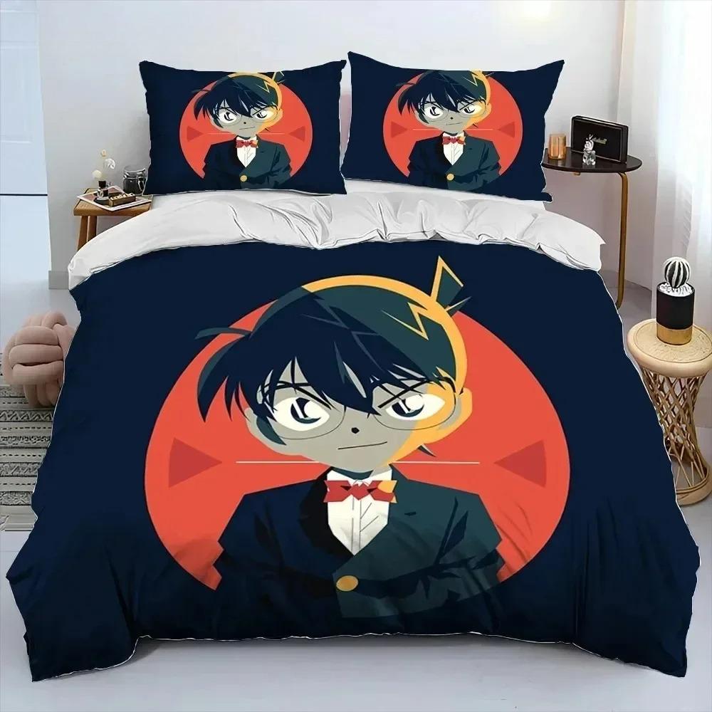 Anime Detective Conan Cartoon Bedding Set Boys Girls Twin Queen King Size Duvet Cover Pillowcase Bed Boys Adult Bedroom