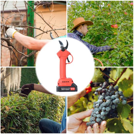 2 x 21V Elektrische Astschere Professionelle Akku-Baumschere mit scharfer Klinge Astschere mit 2 wiederaufladbaren Batterien 25mm Schnittdurchmesser