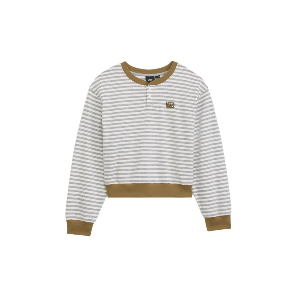 Vans Molly Color Block Striped Henley Long Sleeve Cotton Drop Shoulder T-Shirt Women Tops VN000XFKO6T