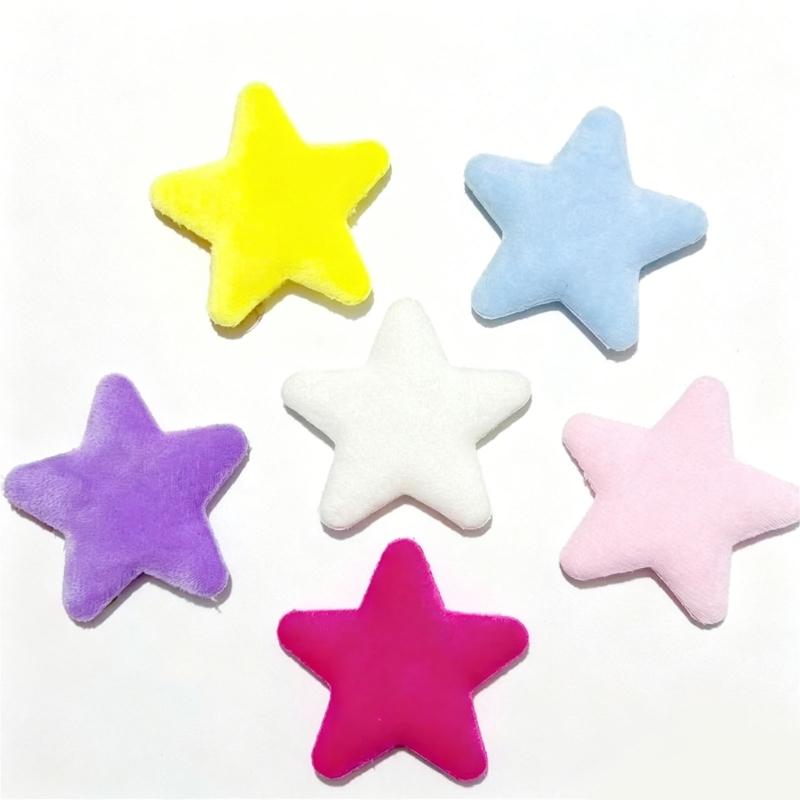 10Pcs 6.5CM Colorful Plush Star Appliques For Handmade Bag Garment Shoe Decoration Hair Accessories and Sewing Craft