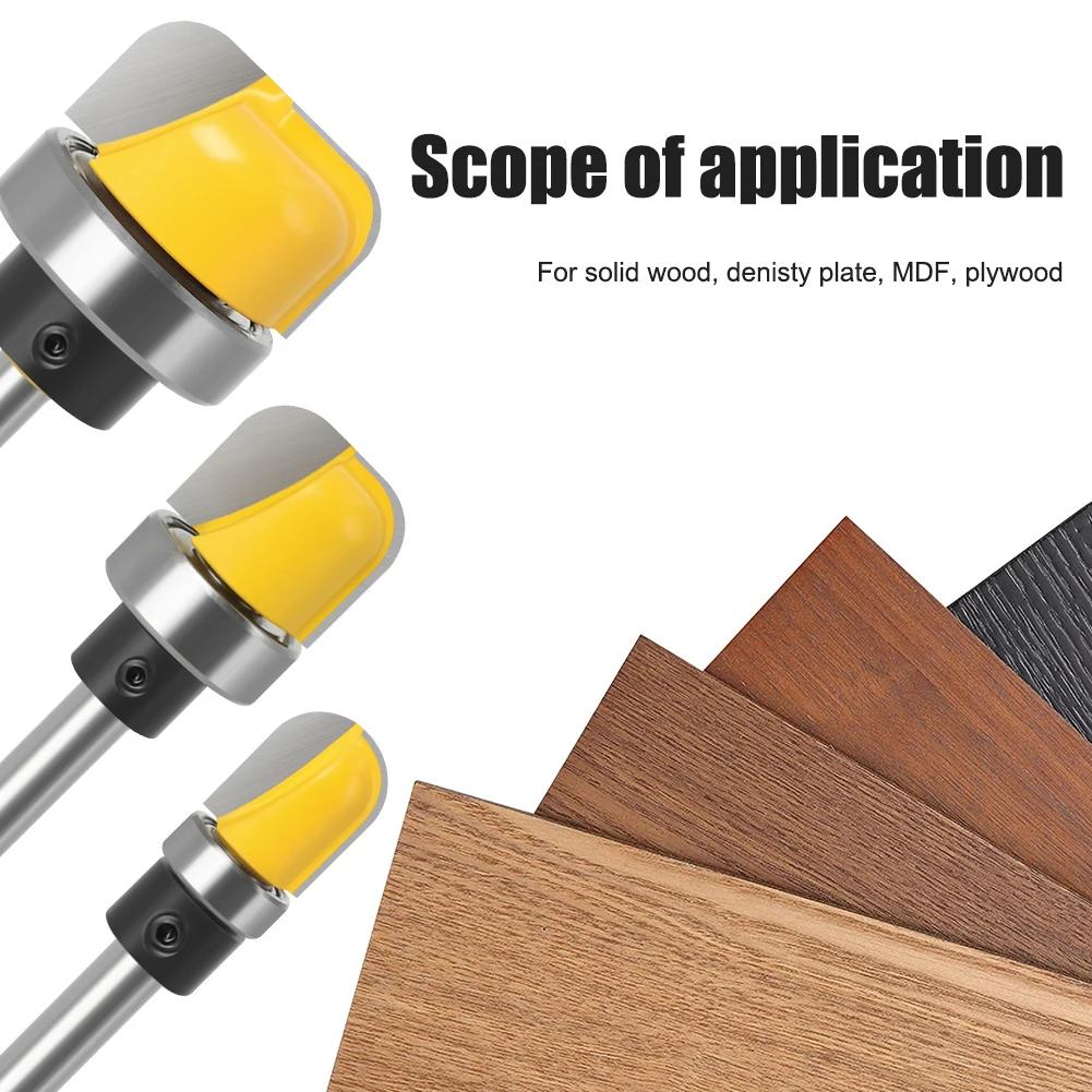 6/6.35/8 Shank Bowl & Tray Router Bit 1-1/8" Diameter Concave Round Nose Milling Cutter Woodworking Corner Rounding Router Bit