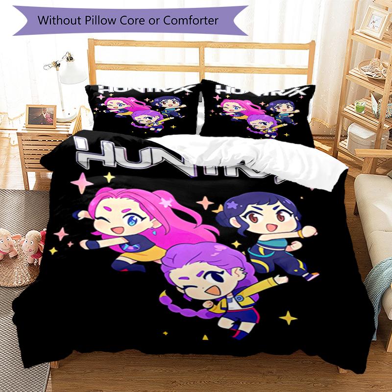 3pcs Kpop Hunter12 pattern bedding set duvet cover set includes duvet cover &pillowcases, perfect all season bedroom decoration & gift