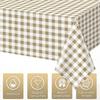 Hallswl 3pcs Khkai Gingham Tablecloth,Brown Beige Checkered Tablecloths Buffalo Plaid Disposable Plastic Table Covers for Birthday Baby Shower Bridal
