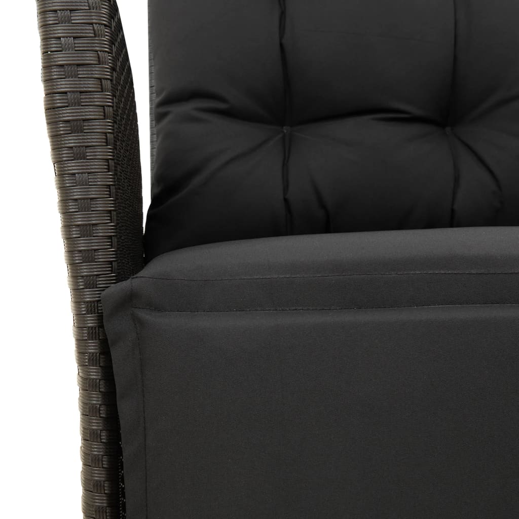 3 Piece Bistro Set with Cushions Black Poly Rattan