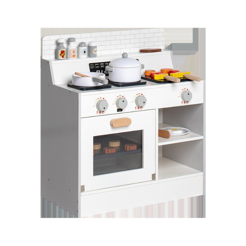 Wooden Toddler BBQ Grill and Kitchen Play Set - Pretend Cooking Toy