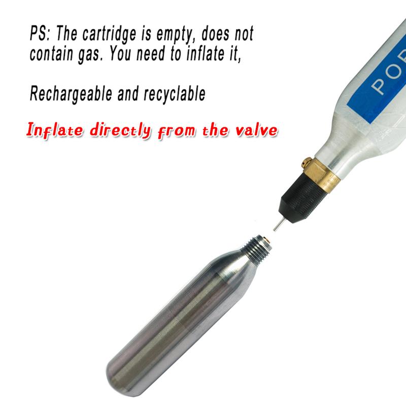 Optimized Valve Dual Seal Air Canister 8g/12g/16g Reusable Stainless Steel Gas Cartridge for Cycling Tire Repair Aquarium Oxygen