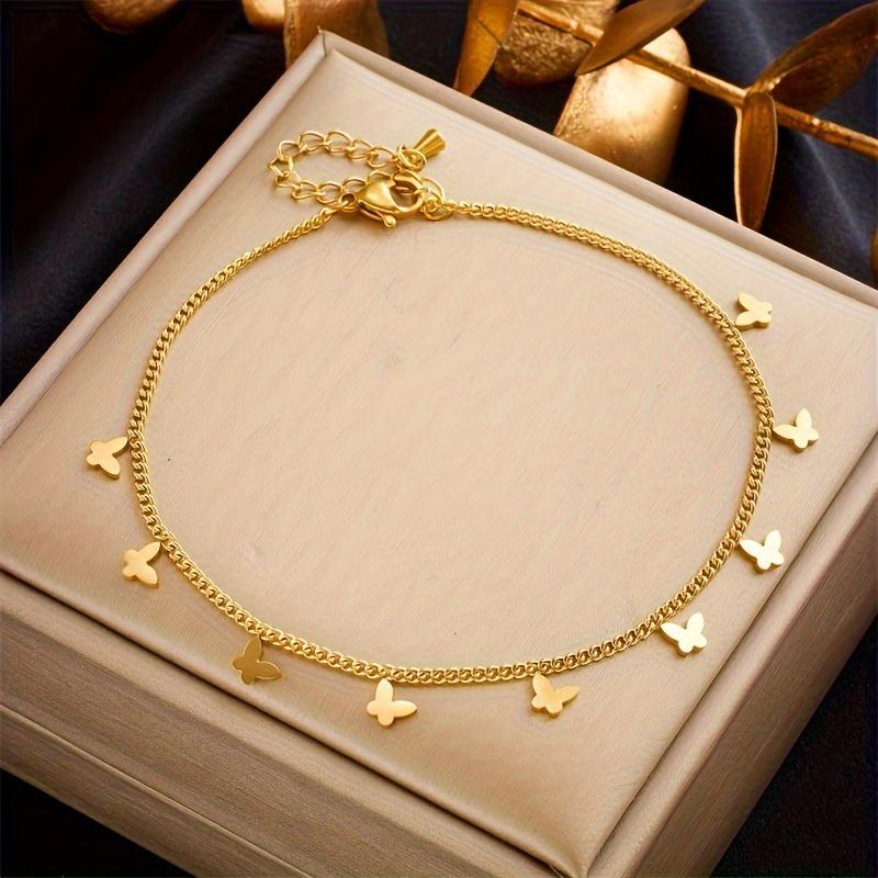 Stainless Steel Butterfly Anklet with Butterfly Pendant Fashion Trendy Jewelry Gift gold of them