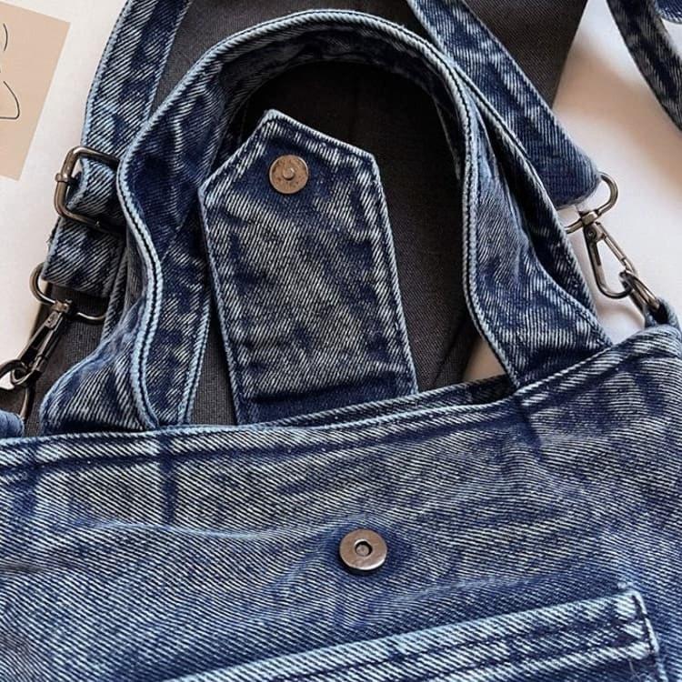 Vintage Washed Denim Mini Tote Bag Hand Bag