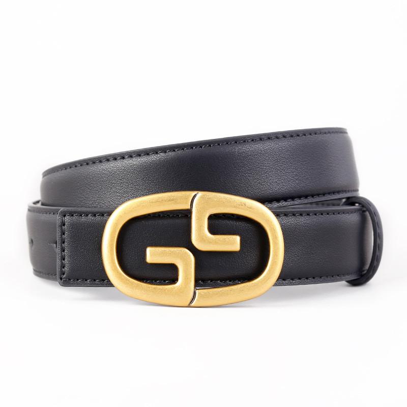 Leather Womens Belt With Smooth Buckle For Elegant Dress And Casual Wear NightBlack