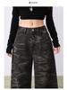 Jeans Denim Mimetici Retro Americani da Donna - Autunno 2025 Slim Fit, Dritti Larghi, Casual a Gamba Larga, Pantaloni Lunghi fino a Terra