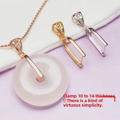 Verstellbare S925 versilberte Anhängerschlaufe mit 18K Gold Jade-Clip
