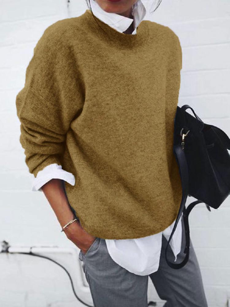 A Long-sleeved Sweatshirt with A Collar and A Fake Two-piece Sweater Coat for A Woman