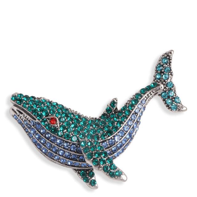 Высококачественные Изысканные Модные Европейские и Американские Броши Кит со Стразами Стильные Ювелирные Броши Кристальный Камень Броши на Воротник Модные Украшения