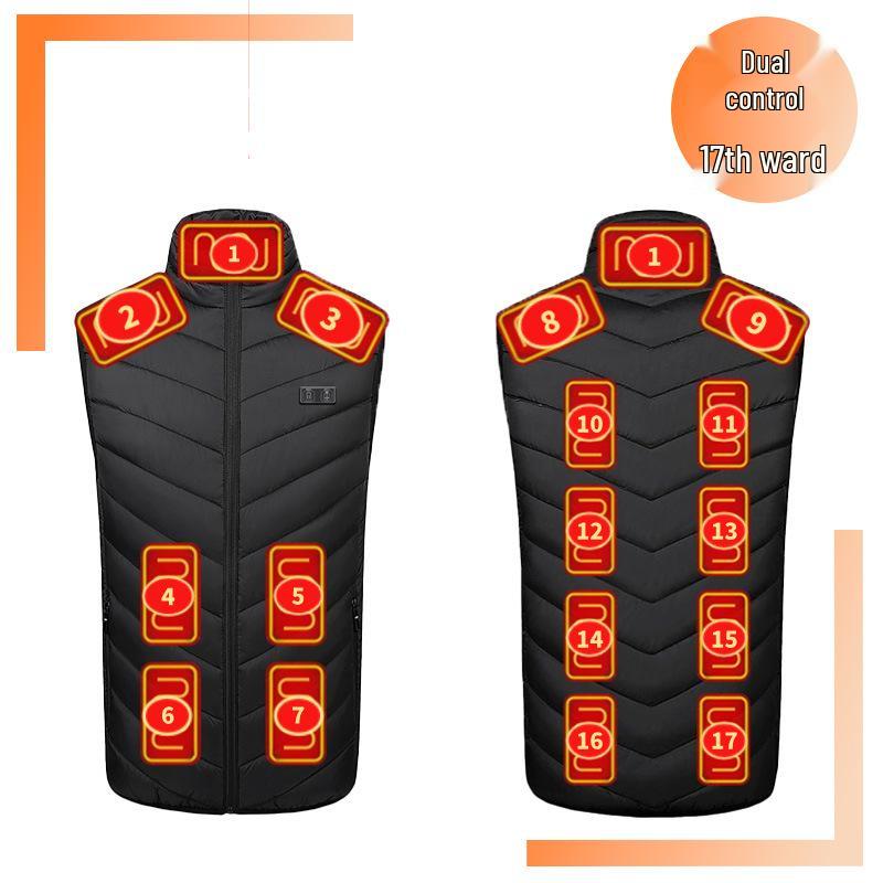 Seventeen-Zone USB Electric Heating Vest for Winter Warmth