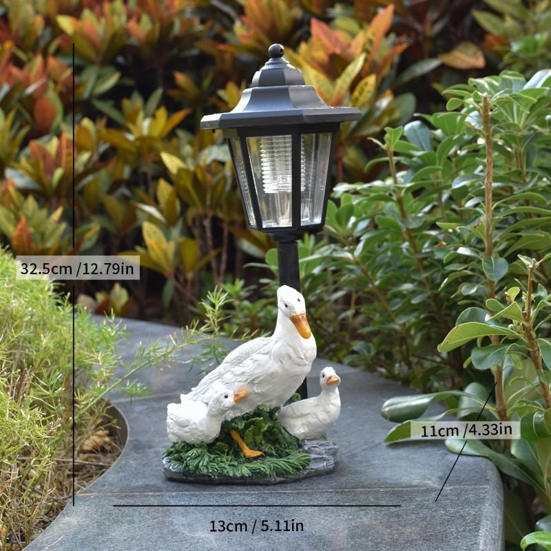 Solar Powered Resin Duck Planter Statue Outdoor Garden Light Decor Yard Patio Lawn Night Illumination