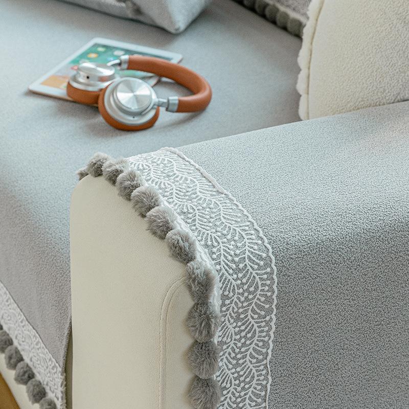 Premium Chenier Super Long Straight Row Sofa Cushion Universal In All Seasons, High-Grade Non-Slip Seat Cushion Cover, Autumn And Winter Cover