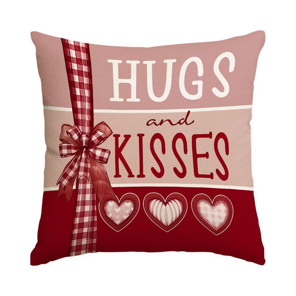 45*45cm Valentine s Day Cushion Cover Pink Red Valentine s Day Pillow Cover Love Pattern Throw Pillow Cover Festive Home Decor