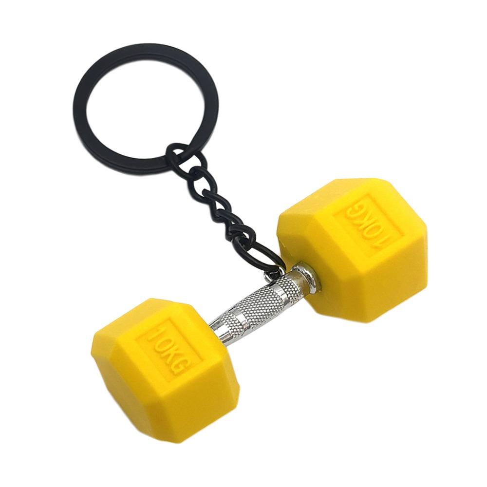 New DIY Barbell Keychain PVC Gym Lovers Charms Bags Keychain Kettlebell Dumbbell Pendant Keychain Jewelry Accessories