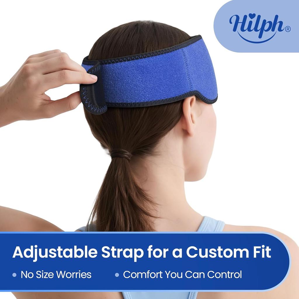 Hilph Headache Ice Pack Migraine Ice Head Wrap, Reusable Head Cold Pack Forehead Ice Pack for Migraine Relief, Headache Tension, Sinus Pain, Chemo,