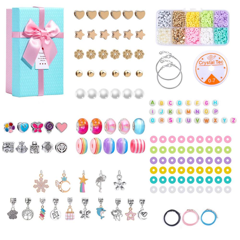 

Набор для изготовления украшений для девочек Набор для изготовления бижутерии из бусин Бусины на нитке для малышей Игрушки для нанизывания Изготовление бижутерии из бусин Светится в темноте