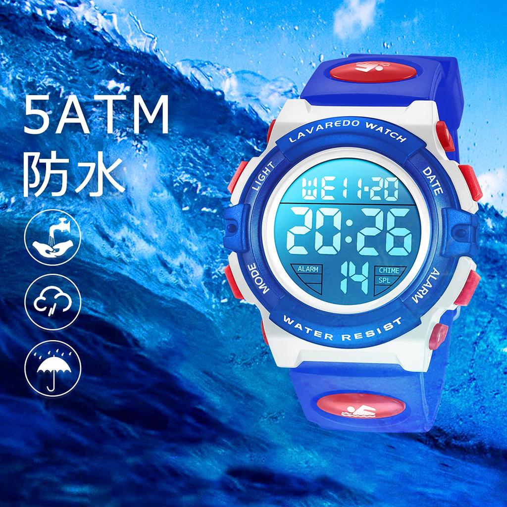 Watch Boys Digital Watch Boys Sports Watch Outdoor Multifunctional 50m Waterproof Alert Date Day Display Dual Time LED Analog Display Girls Boys