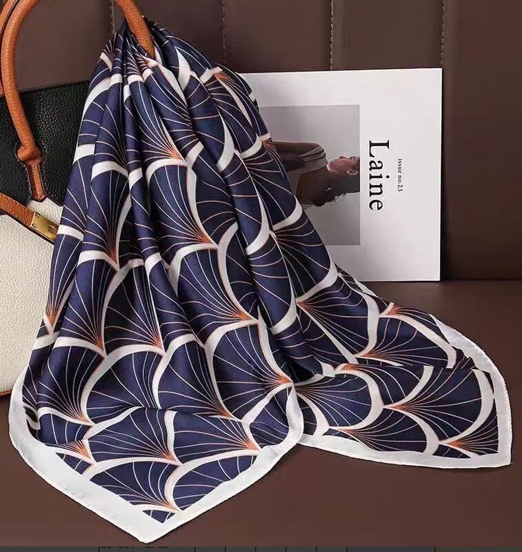 SIYUTANG 70cm Floral Silk Satin Scarf