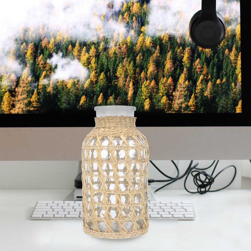 1Pcs High Durability Woven Glass Vase Elegant Simple Design Flower Arrangement Container Desktop Ornament Water Planting Vase