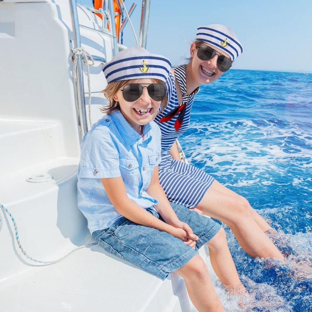 Boat Costume Yacht Captain Hat Dressing Up Navy Blue Sailor Ship Cap Role Play Comfortable Scarf Sailor Hat Costume Accessory