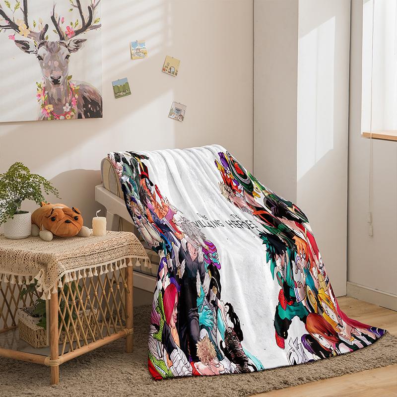 Kreskówkowa Seria Bohaterów Akademia Dwustronny Flanelowy Koc z Cyfrowym Drukiem 3D Koc