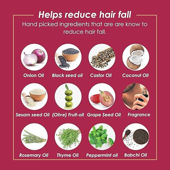 Onion Hair Oil for Hair Growth and Hair Fall Control - With Black Seed Oil Extracts, Coconut Oil, Castor Oil - 200 Ml X Pack of 1