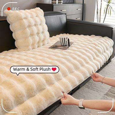 Verdickter Sofabezug aus Kaninchenfell-Plüsch, rutschfest, weich, Sofatuch, Couchkissenbezug für moderne Wohnkultur im Wohnzimmer
