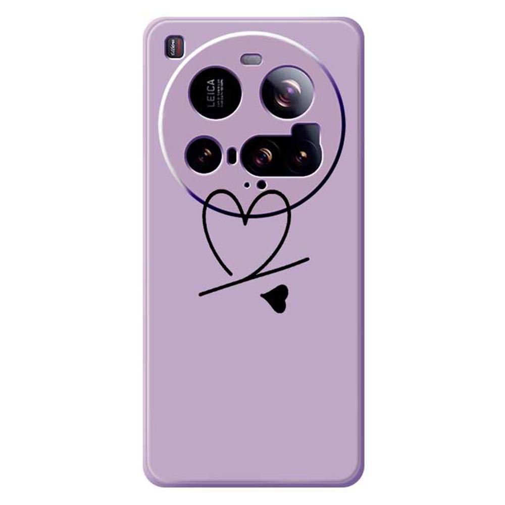 For Xiaomi 15 Ultra Case Black Love Pattern Printing Straight Edge TPU Phone Back Cover