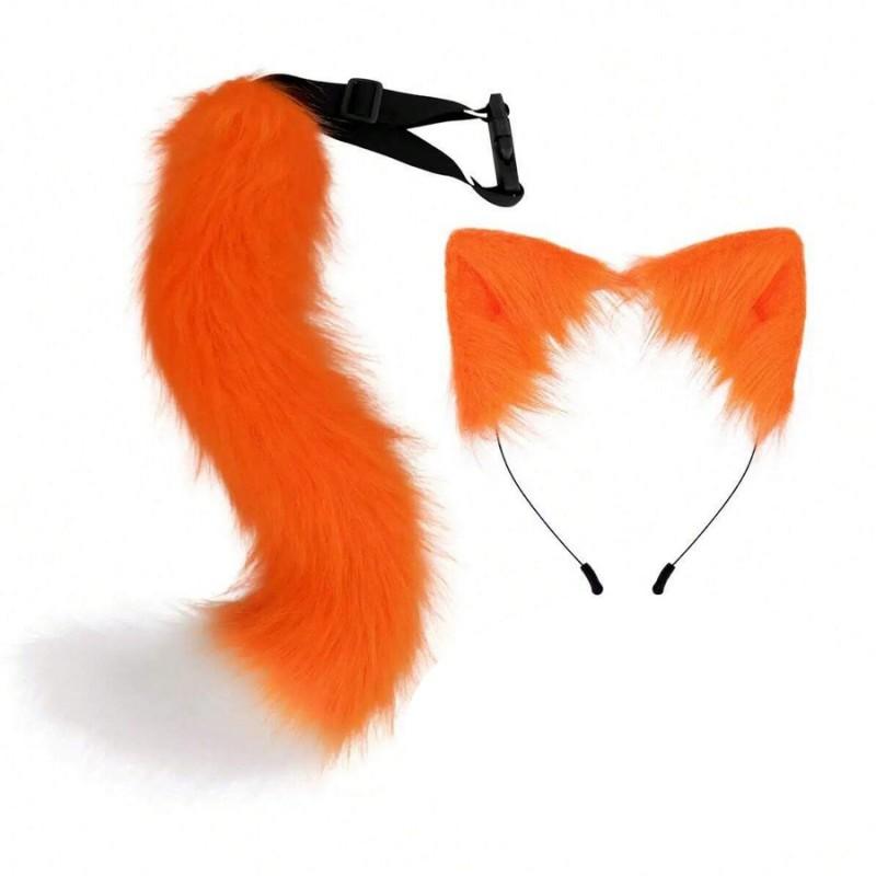 Furry Animal Ear Headband Tail Set Cosplay Costume Accessory Anime Convention Party Adult