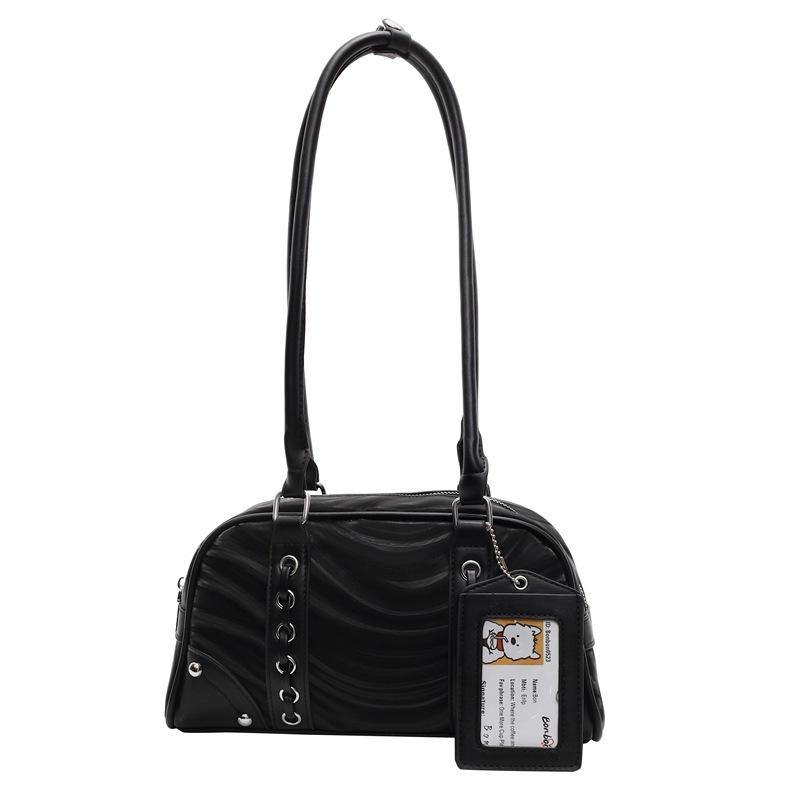 Cool silver small bag women's 2025 new fashion underarm wax leather pillow bag versatile shoulder bag