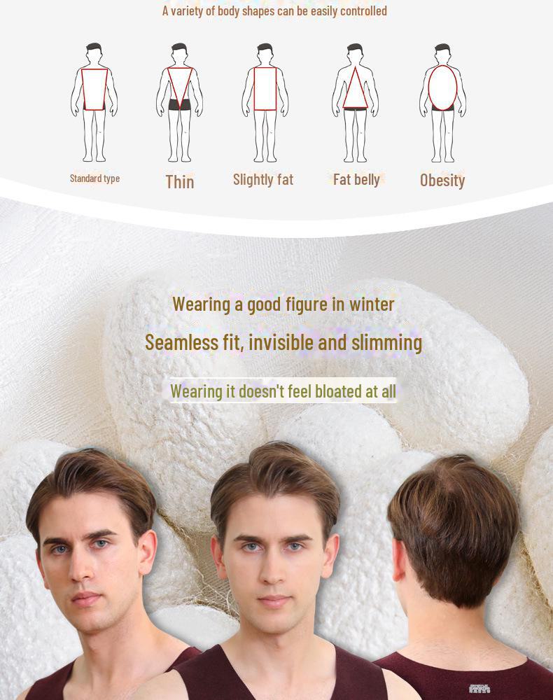 Męska Bezszwowa Jedwabna Kamizelka: Ciepła, wyściełana aksamitem, podgrzewane plecy, dopasowany krój, plus size, idealna na jesień i zimę.