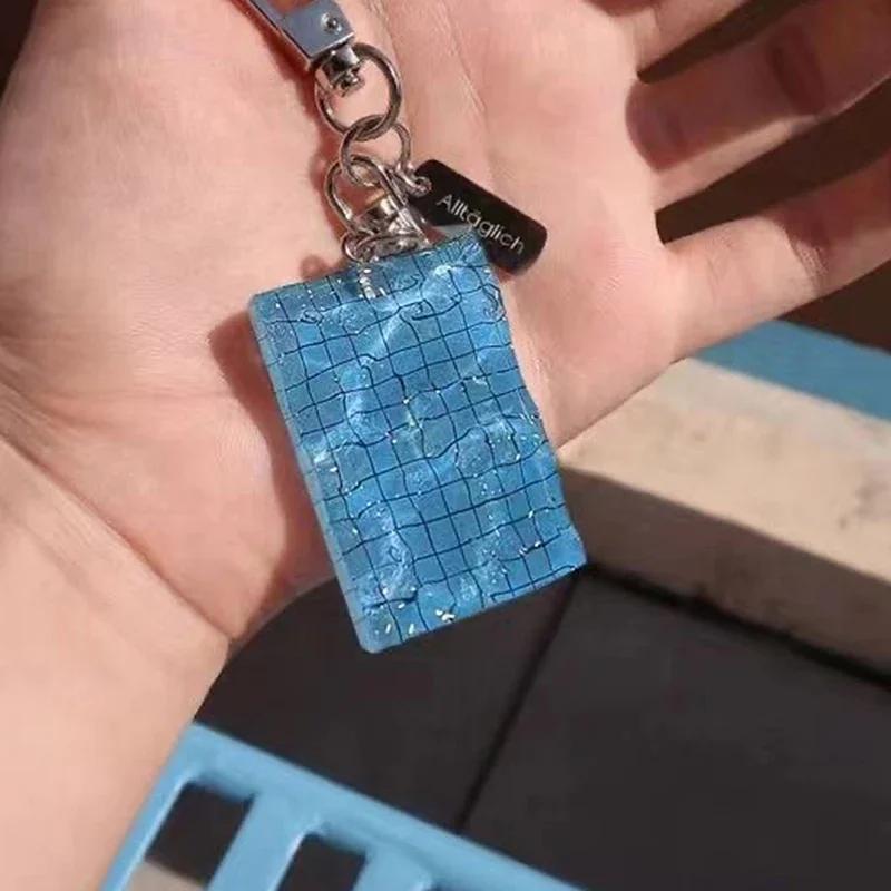 Creative Swimming Pool Keychain Wavy Keychain Decorations Car Key Ring Swimming Pool Keychain  Pendant Swimmer's Gift