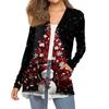 Women's Fashion Christmas Print Long-Sleeved Pocketed Slim-Fit Cardigan Coat