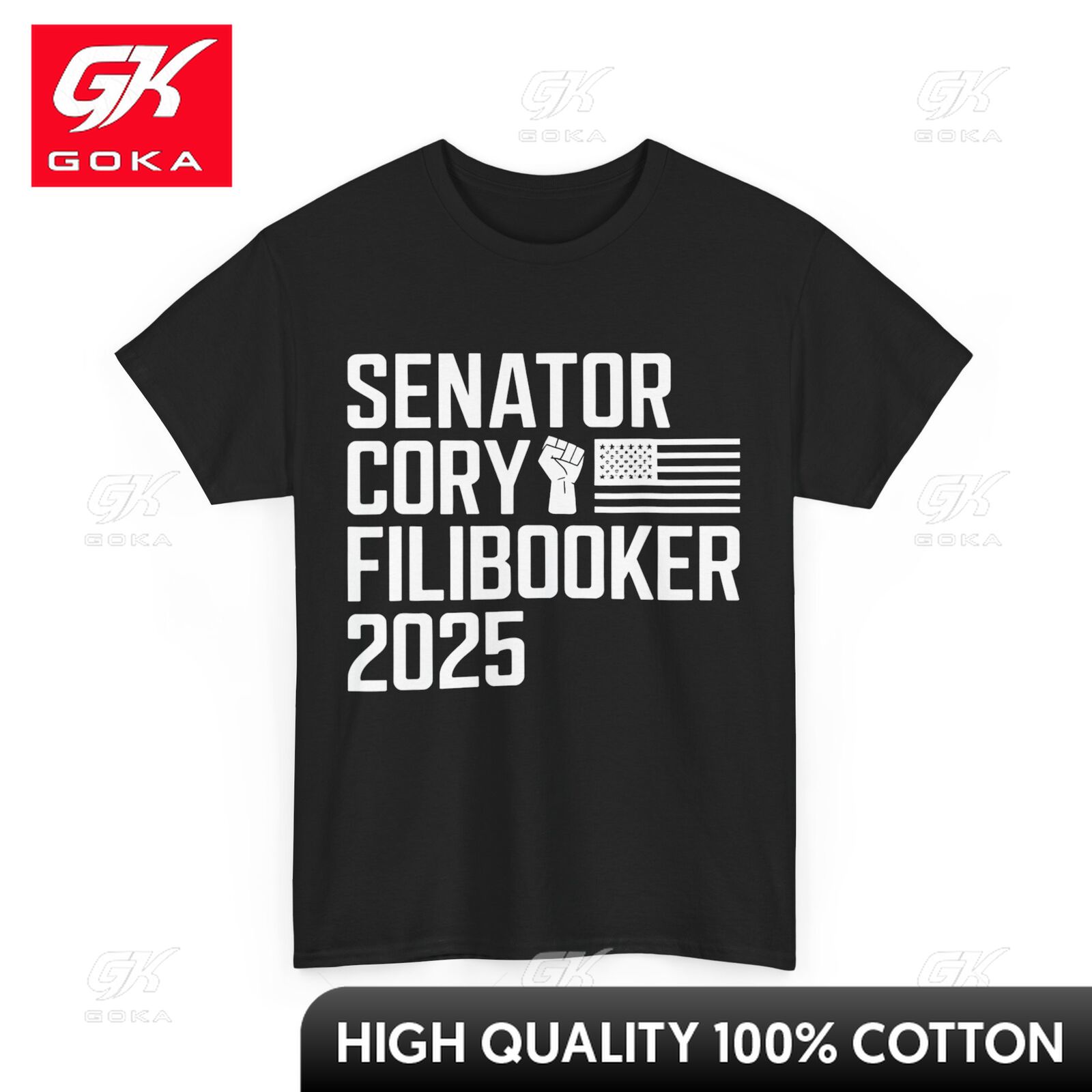 Senator Cory Booker Filibuster 2025 American Flag Kawaii Cotton Fabric Graphic Tee Summer Casual S