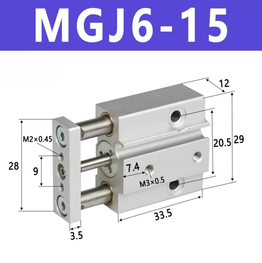 SMC Micro Guide Rod Cylinder MGJ/TCM6/MGJ-10-5 MGJ-10-15-20-25-30-40 Small Three-rod Cylinder