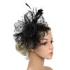 Wedding Fascinator Hat Cocktail Tea Party Headband Feather Headpiece & Gloves Set  for Women Girls