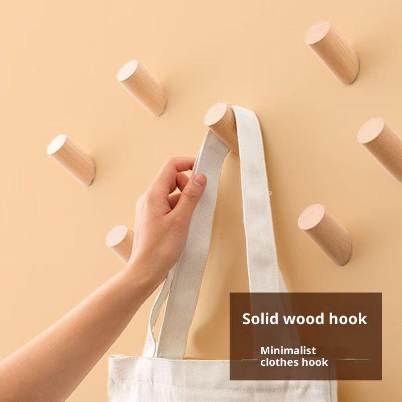 Wall Hanger Wood Hook Beech Holder Bathroom Key Coat Rack Kitchen Door Decorative Hook For Home Accessories Gadgets Organization