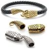 High Quality Antique Gold Color Snake Head Clasps End Caps Connector For Leather Bracelet DIY Jewelry Making Findings Wholesale