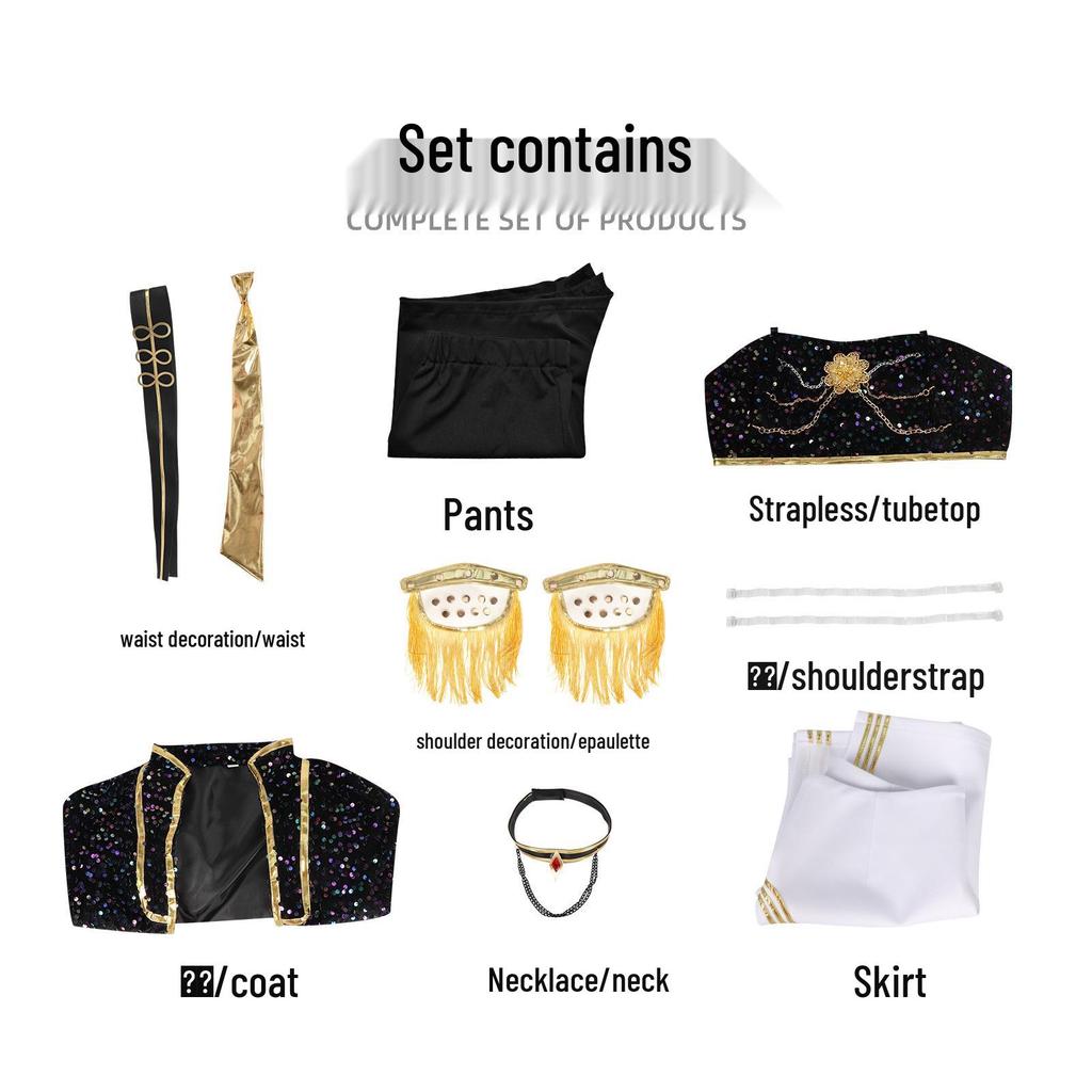 Costume de Cosplay Anime Chasseur de Démons - Tenue de Performance Noire et Or pour Lumi, Zoe, Mila