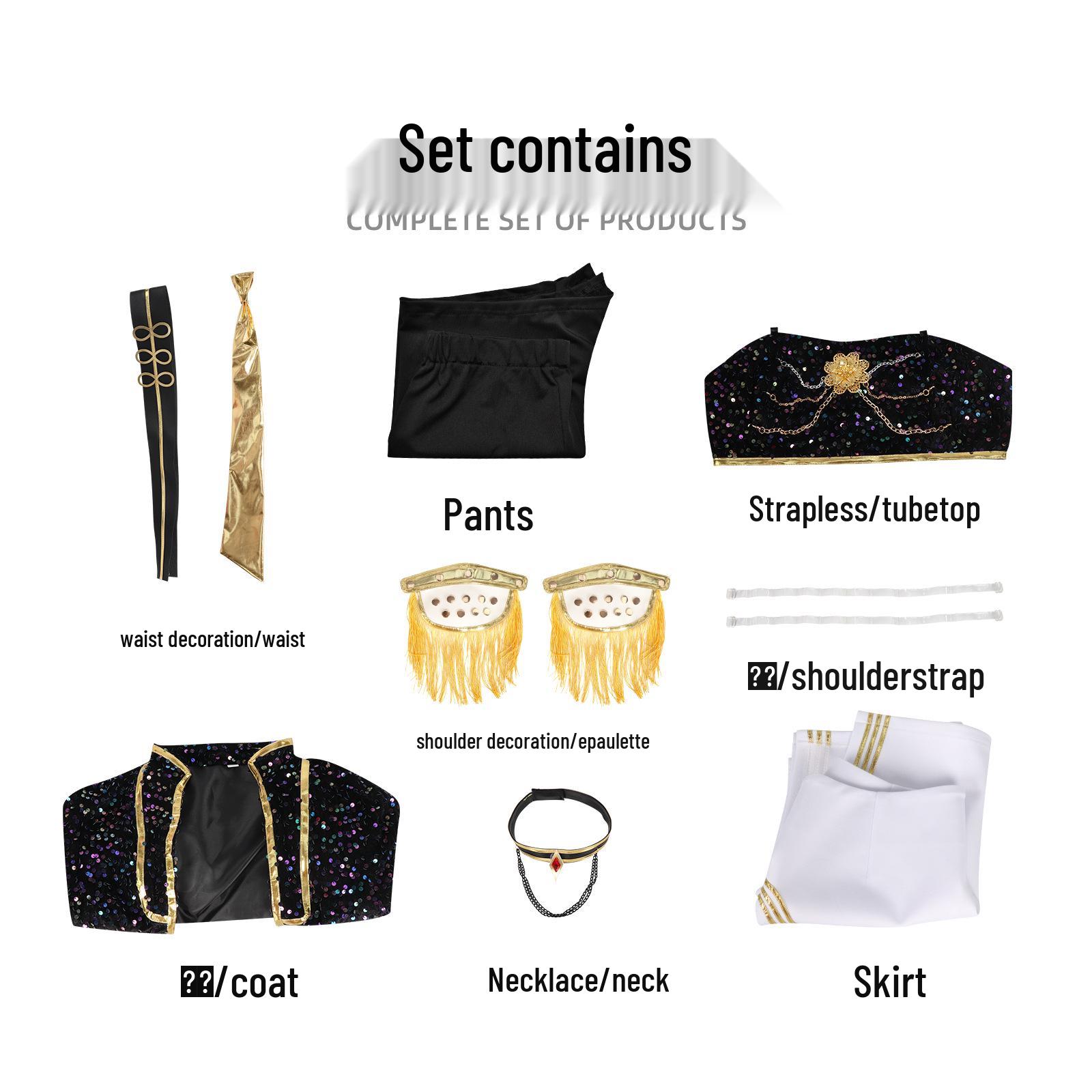 

Костюм для косплею K-pop Мисливців на Демонів: Зої Міллер Румі Чорно-Золотий Стиль Child 150